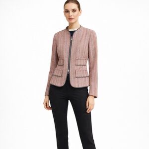 Purificación García, red and pink tweed blazer with a zip front. Size S/M